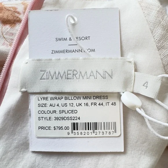 ZIMMERMANN
Lyre Linen Mini Wrap Dress Zimmerman Size 4 =L-XL - Picture 8 of 8